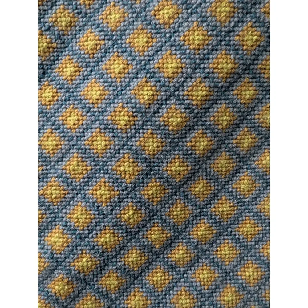 1970's Geometric Needlepoint Leather Duffle Suitcase Garment Large Suitcase